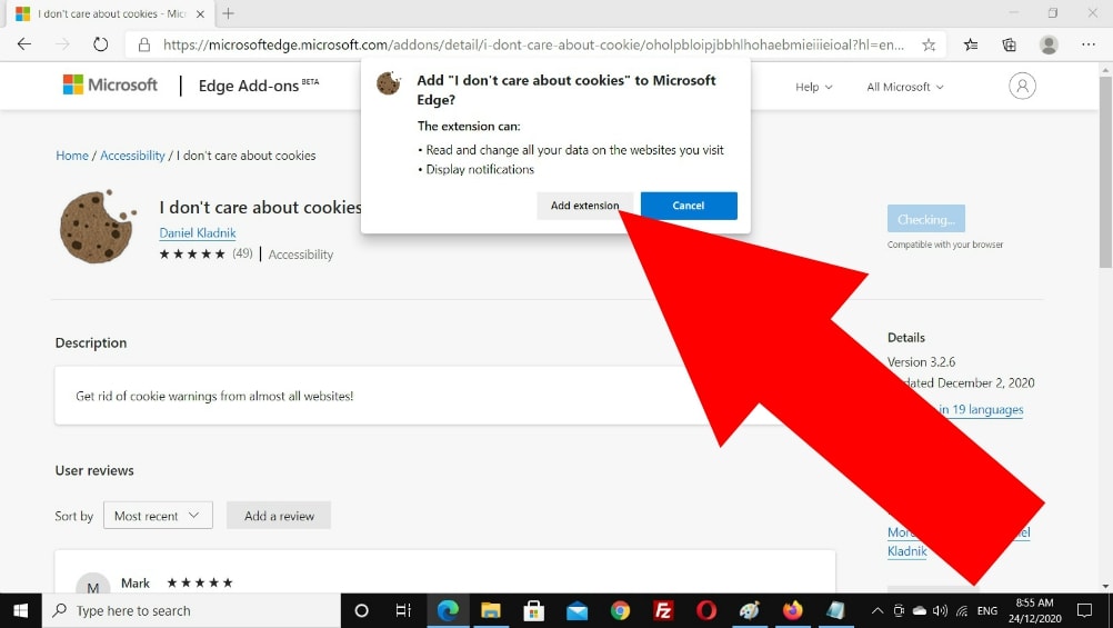 how to get rid of cookie pop ups edge