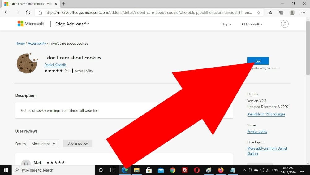 how to get rid of cookie pop ups microsoft edge