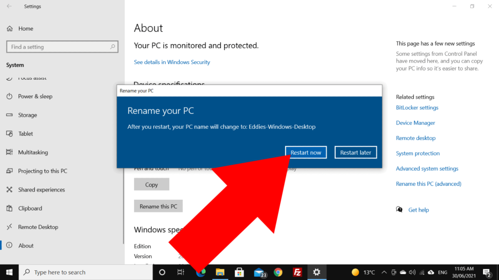 how to change desktop name in windows 10