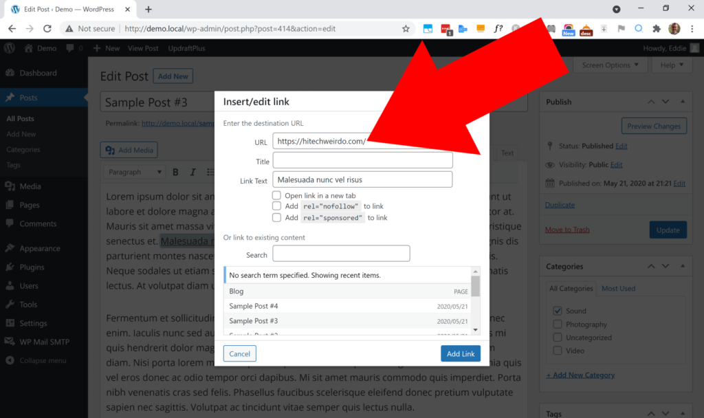 how to make nofollow links in wordpress