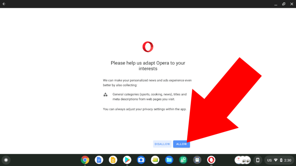 opera on chromebook